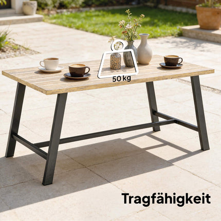 Outdoor-Couchtisch, Holzoptik-Tischplatte, 100x55 cm, wetterfest