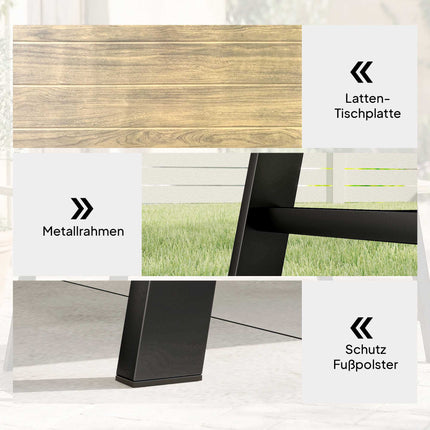 Outdoor-Couchtisch, Holzoptik-Tischplatte, 100x55 cm, wetterfest