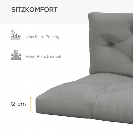 Outdoor-Kissen-Set, getuftet, 120x80x12 cm, Hellgrau