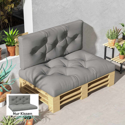 Outdoor-Kissen-Set, getuftet, 120x80x12 cm, Hellgrau