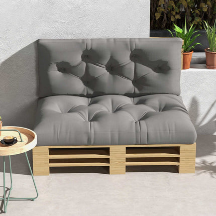 Outdoor-Kissen-Set, getuftet, 120x80x12 cm, Hellgrau