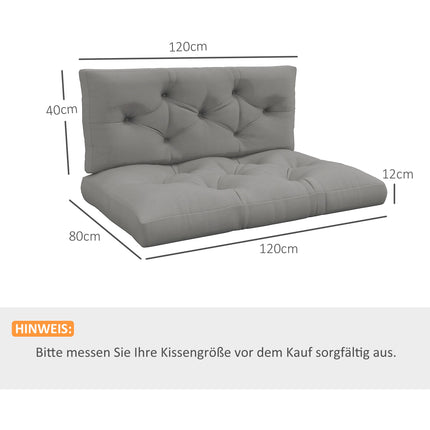 Outdoor-Kissen-Set, getuftet, 120x80x12 cm, Hellgrau