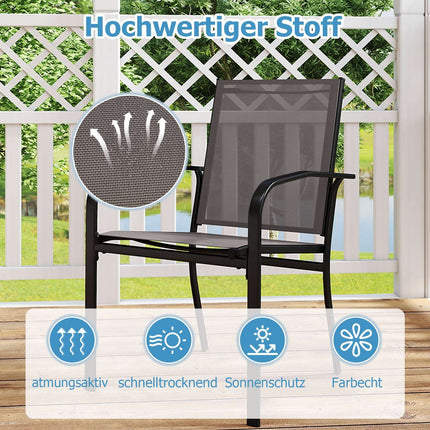 Gartensessel-Set – Stapelbar, atmungsaktiver Stoff, Grau
