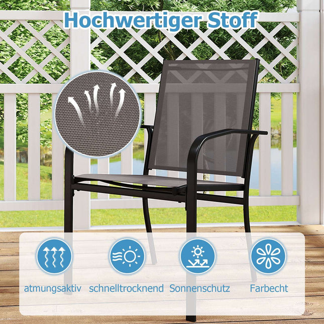 Gartensessel-Set – Stapelbar, atmungsaktiver Stoff, Grau
