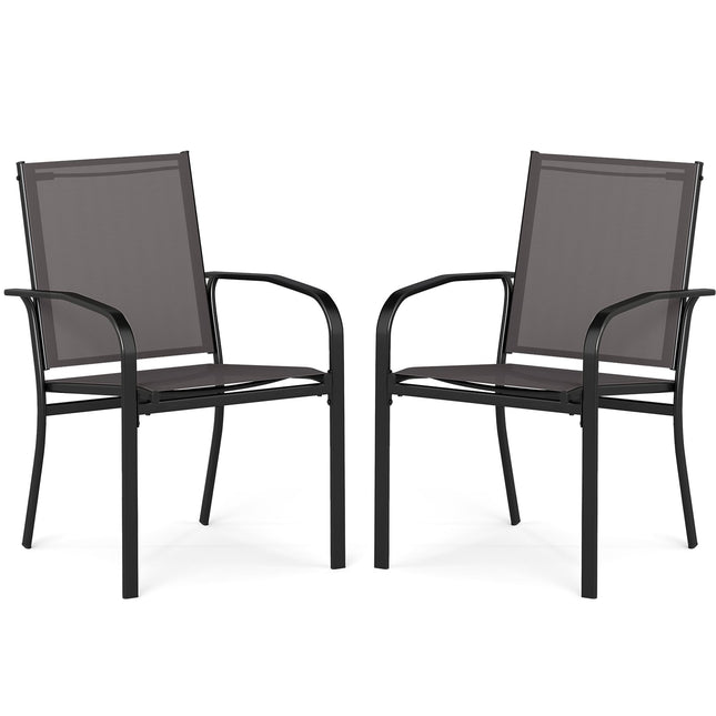Gartensessel-Set – Stapelbar, atmungsaktiver Stoff, Grau