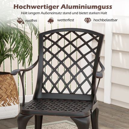 Outdoor Dining Chairs Set, Cast Aluminum, Copper Red, 2-Pack