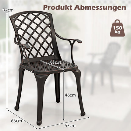 Outdoor Dining Chairs Set, Cast Aluminum, Copper Red, 2-Pack