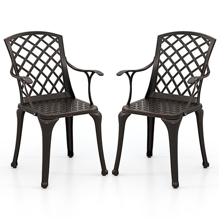 Outdoor Dining Chairs Set, Cast Aluminum, Copper Red, 2-Pack