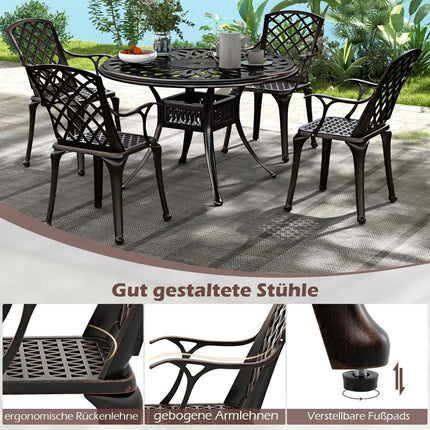Outdoor Dining Chairs Set, Cast Aluminum, Copper Red, 2-Pack