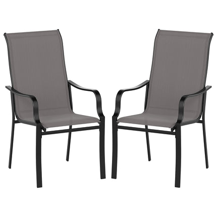 Outdoor Dining Chairs Set, High Back, 150kg Capacity, Grey