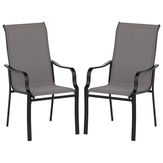 Esszimmerstuhl-Set für den Außenbereich, hohe Rückenlehne, 150 kg Tragkraft, Grau