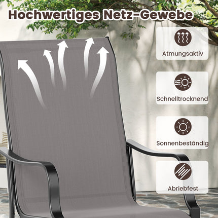 Outdoor Dining Chairs Set, High Back, 150kg Capacity, Grey