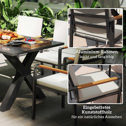 Outdoor Dining Set for 6, Weatherproof, Black/Grey