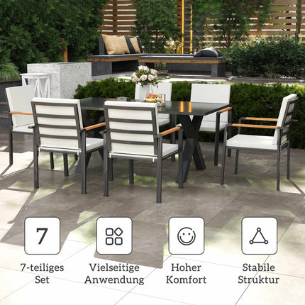 Outdoor Dining Set for 6, Weatherproof, Black/Grey
