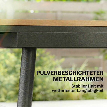 Outdoor Dining Table 140x80 cm, 6 Seats, Teak WPC Top