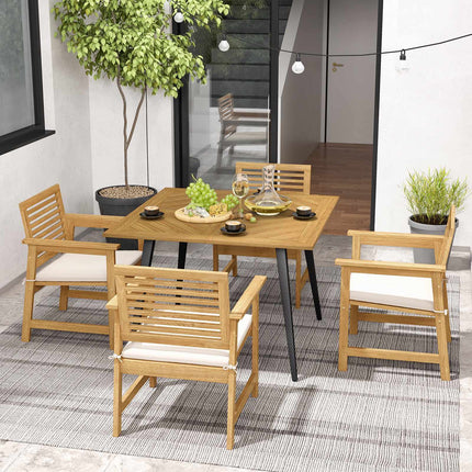 Gartentisch aus Akazienholz für 4 Personen, 4,8 cm Loch