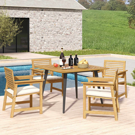 Gartentisch aus Akazienholz für 4 Personen, 4,8 cm Loch