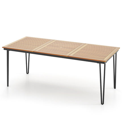 Outdoor-Esstisch für 8 Personen, Akazienplatte, 200x90 cm
