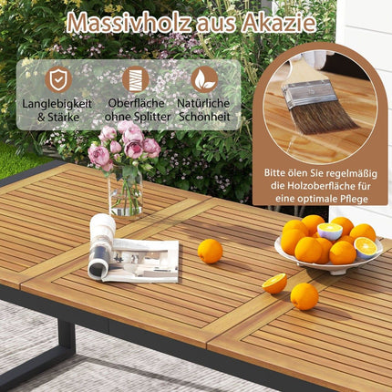 Outdoor-Esstisch für 8 Personen, Akazienholz, Schirmloch