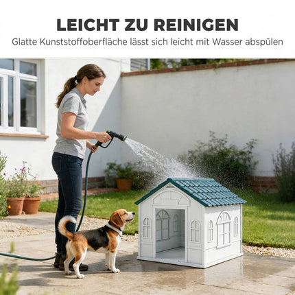 Outdoor Dog House, Weatherproof Plastic, 65 x 75.7 x 63 cm, Blue
