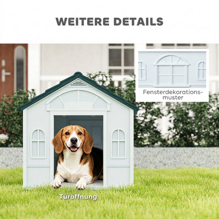 Outdoor Dog House, Weatherproof Plastic, 65 x 75.7 x 63 cm, Blue