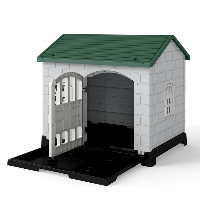 Outdoor-Hundehütte mit Tür, Fenstern, herausnehmbarem Boden