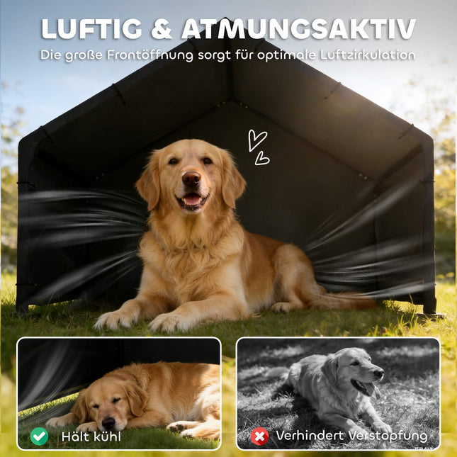 Hundehütte für draußen mit UV-beständigem Dach, 125x110x93 cm