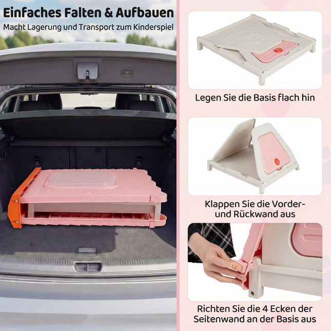 Outdoor-Hundehütte mit Belüftungsfenstern, faltbar, Rosa