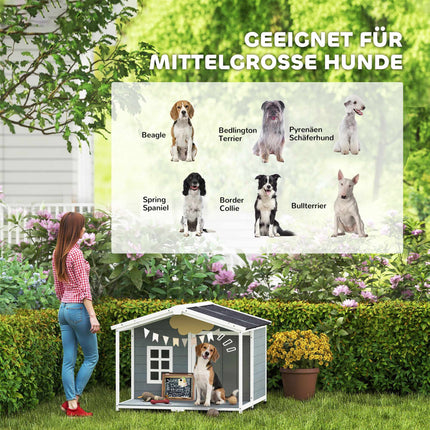 Hundehütte für draußen mit Veranda, wetterfest, leicht zu reinigen