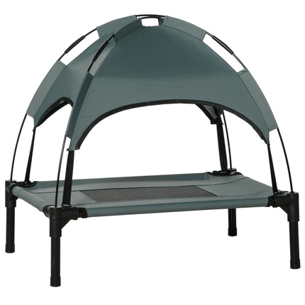 Dog bed outdoor with canopy, elevated and breathable, gray