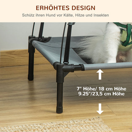 Dog bed outdoor with canopy, elevated and breathable, gray