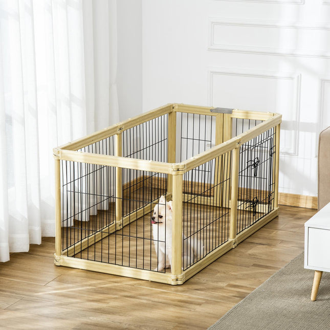 Faltbares Outdoor-Laufgitter aus Naturholz für kleine Hunde