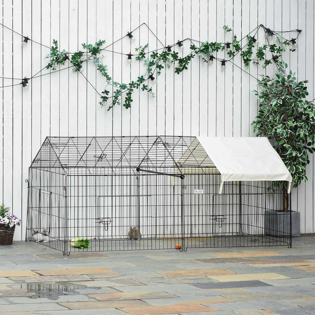 Kleintiergehege für draußen, Metall, Sonnenschutz 220x103cm