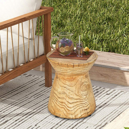 Outdoor-Beistelltisch, Naturstein, Holzmaserung, 36,8 x 43,2 cm