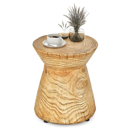 Outdoor-Beistelltisch, Naturstein, Holzmaserung, 36,8 x 43,2 cm