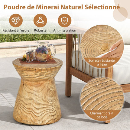Outdoor-Beistelltisch, Naturstein, Holzmaserung, 36,8 x 43,2 cm
