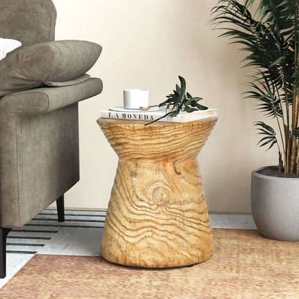Outdoor-Beistelltisch, Naturstein, Holzmaserung, 36,8 x 43,2 cm