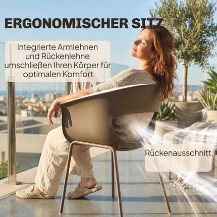 Venkovní ergonomické zahradní židle, sada 4 ks, odolné vůči počasí, kávové