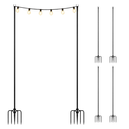 Outdoor Fairy Light Poles, 3m, Black, 6 Pack