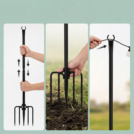 Outdoor Fairy Light Poles, 3m, Black, 6 Pack
