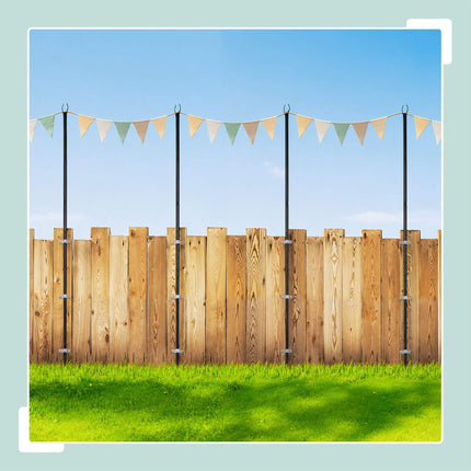 Outdoor Fairy Light Poles, 3m, Black, 6 Pack