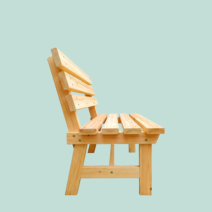 Outdoor Fir Wood Garden Bench with Backrest, Natural