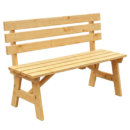 Outdoor Fir Wood Garden Bench with Backrest, Natural