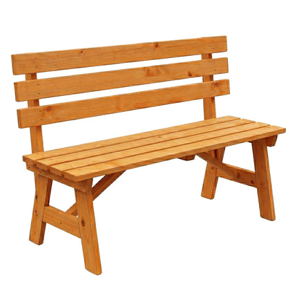 Gartenbank aus Tannenholz mit Rückenlehne, Orange