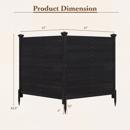 Outdoor Fir Wood Privacy Fence – Black, 2 Panels