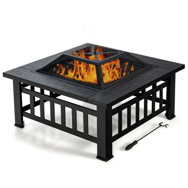 Feuerschale mit Grillrost, Funkenschutz und Schürhaken