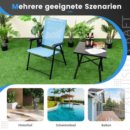 Outdoor Folding Chairs Set of 2, Blue, 65x60x93 cm