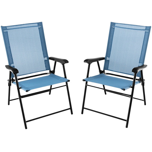 2er-Set Klappstühle für draußen, Blau, 65x60x93 cm