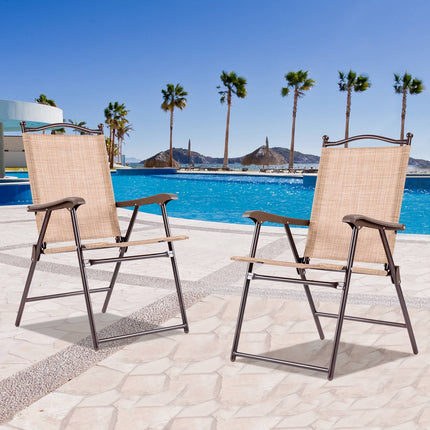 Klappbare Outdoor-Terrassenstühle 2er-Set mit Armlehnen