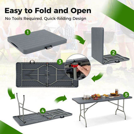 Gartentisch klappbar 180 x 74 cm, HDPE-Platte, Metallbeine